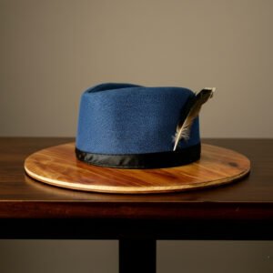Blue Felt Brown Brim